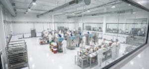 Sala de producción de helado artesanal con maquinaria profesional
