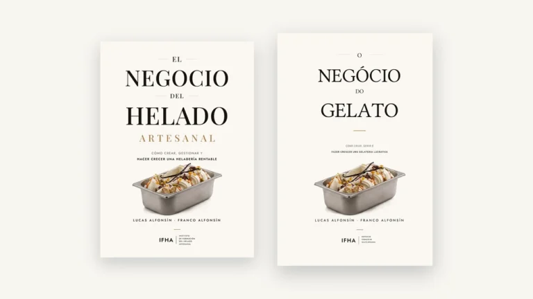Las ediciones en español y en portugués del libro de IFHA, «El negocio del helado artesanal» y «O negócio do gelato»