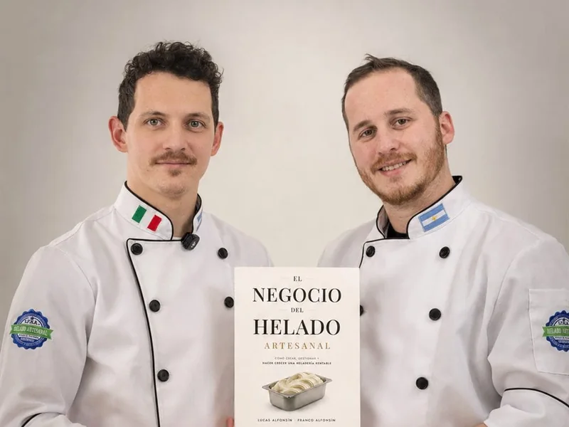 Lucas y Franco Alfonsin, autores del libro y directores del Instituto de Formación del Helado Artesanal